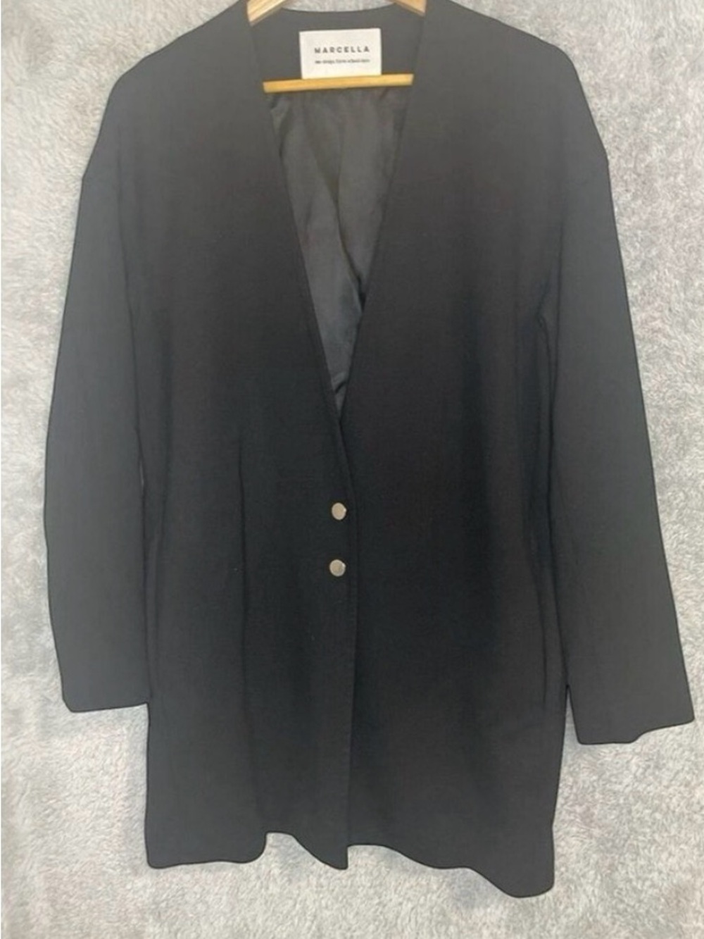 Marcella Womens Blazer Small Black Oversized Washington Lined Long Sleeve Office